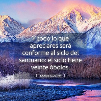 Picture 05 - Levítico 27:25 RVA - Y todo lo que apreciares será conforme al siclo - Bible Verse Picture