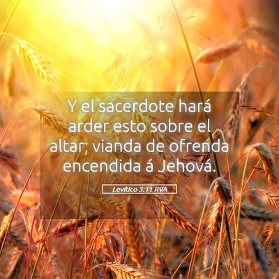 Picture 05 - Levítico 3:11 RVA - Y el sacerdote hará arder esto sobre el altar; - Bible Verse Picture