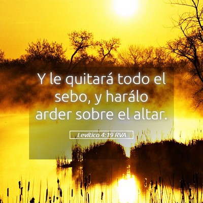 Picture 05 - Levítico 4:19 RVA - Y le quitará todo el sebo, y harálo arder sobre - Bible Verse Picture