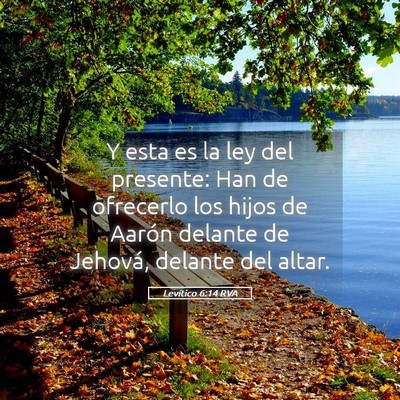 Picture 05 - Levítico 6:14 RVA - Y esta es la ley del presente: Han de ofrecerlo - Bible Verse Picture