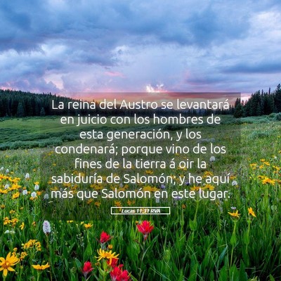 Picture 05 - Lucas 11:31 RVA - La reina del Austro se levantará en juicio con - Bible Verse Picture