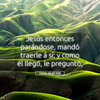 Picture 05 - Lucas 18:40 RVA - Jesús entonces parándose, mandó traerle á - Bible Verse Picture