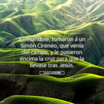 Picture 05 - Lucas 23:26 RVA - Y llevándole, tomaron á un Simón Cireneo, que - Bible Verse Picture