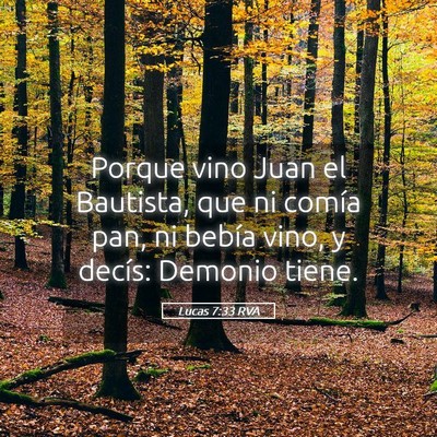 Picture 05 - Lucas 7:33 RVA - Porque vino Juan el Bautista, que ni comía pan, - Bible Verse Picture