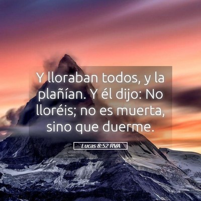 Picture 05 - Lucas 8:52 RVA - Y lloraban todos, y la plañían. Y él dijo: No - Bible Verse Picture