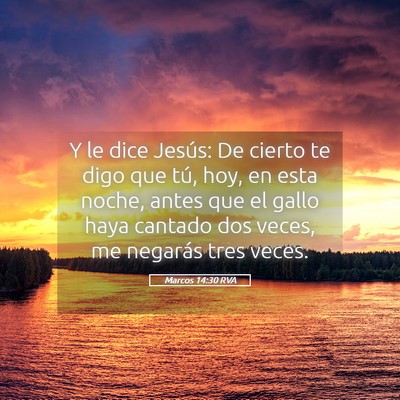 Picture 05 - Marcos 14:30 RVA - Y le dice Jesús: De cierto te digo que tú, hoy, - Bible Verse Picture
