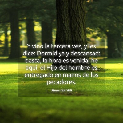 Picture 05 - Marcos 14:41 RVA - Y vino la tercera vez, y les dice: Dormid ya y - Bible Verse Picture