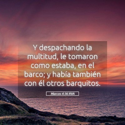 Picture 05 - Marcos 4:36 RVA - Y despachando la multitud, le tomaron como - Bible Verse Picture