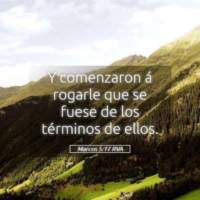 Picture 05 - Marcos 5:17 RVA - Y comenzaron á rogarle que se fuese de los - Bible Verse Picture