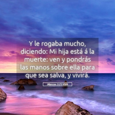 Picture 05 - Marcos 5:23 RVA - Y le rogaba mucho, diciendo: Mi hija está á la - Bible Verse Picture