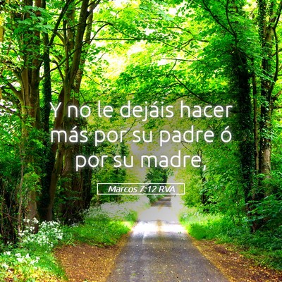 Picture 05 - Marcos 7:12 RVA - Y no le dejáis hacer más por su padre ó por su - Bible Verse Picture