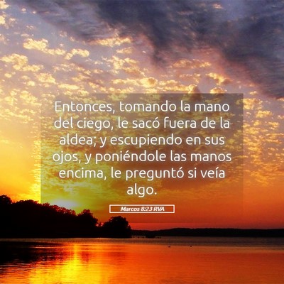 Picture 05 - Marcos 8:23 RVA - Entonces, tomando la mano del ciego, le sacó - Bible Verse Picture