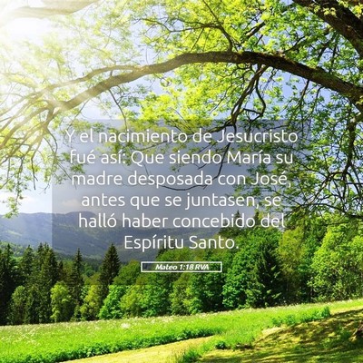 Picture 05 - Mateo 1:18 RVA - Y el nacimiento de Jesucristo fué así: Que - Bible Verse Picture