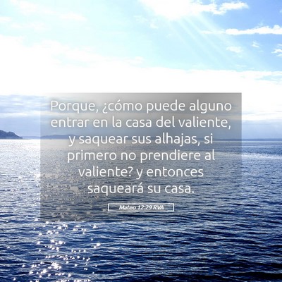 Picture 05 - Mateo 12:29 RVA - Porque, ¿cómo puede alguno entrar en la casa - Bible Verse Picture