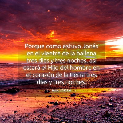 Picture 05 - Mateo 12:40 RVA - Porque como estuvo Jonás en el vientre de la - Bible Verse Picture