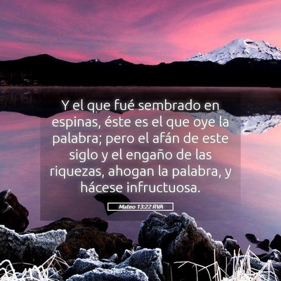 Picture 05 - Mateo 13:22 RVA - Y el que fué sembrado en espinas, éste es el - Bible Verse Picture
