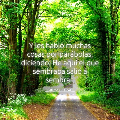 Picture 05 - Mateo 13:3 RVA - Y les habló muchas cosas por parábolas, - Bible Verse Picture