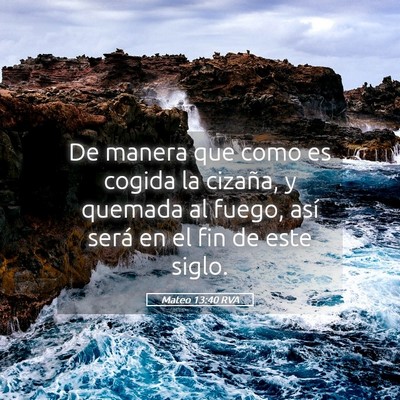 Picture 05 - Mateo 13:40 RVA - De manera que como es cogida la cizaña, y - Bible Verse Picture