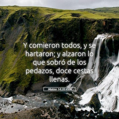 Picture 05 - Mateo 14:20 RVA - Y comieron todos, y se hartaron; y alzaron lo que - Bible Verse Picture