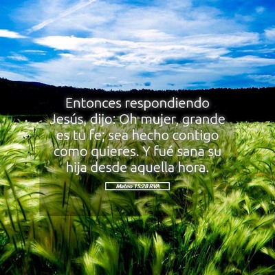 Picture 05 - Mateo 15:28 RVA - Entonces respondiendo Jesús, dijo: Oh mujer, - Bible Verse Picture