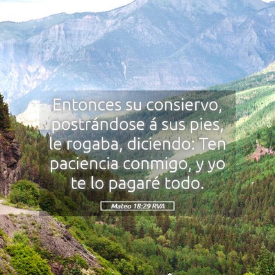 Picture 05 - Mateo 18:29 RVA - Entonces su consiervo, postrándose á sus pies, - Bible Verse Picture