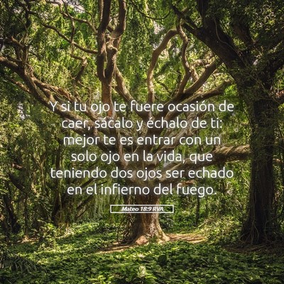 Picture 05 - Mateo 18:9 RVA - Y si tu ojo te fuere ocasión de caer, sácalo y - Bible Verse Picture