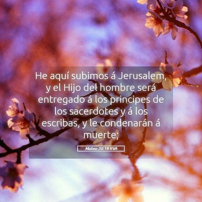 Picture 05 - Mateo 20:18 RVA - He aquí subimos á Jerusalem, y el Hijo del - Bible Verse Picture
