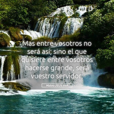 Picture 05 - Mateo 20:26 RVA - Mas entre vosotros no será así; sino el que - Bible Verse Picture