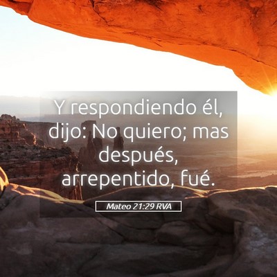 Picture 05 - Mateo 21:29 RVA - Y respondiendo él, dijo: No quiero; mas - Bible Verse Picture