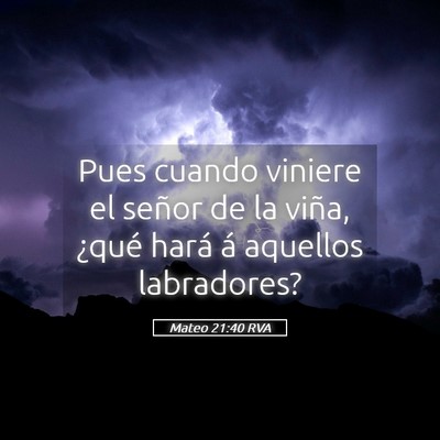 Picture 05 - Mateo 21:40 RVA - Pues cuando viniere el señor de la viña, ¿qué - Bible Verse Picture