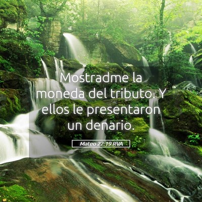 Picture 05 - Mateo 22:19 RVA - Mostradme la moneda del tributo. Y ellos le - Bible Verse Picture