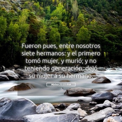Picture 05 - Mateo 22:25 RVA - Fueron pues, entre nosotros siete hermanos: y el - Bible Verse Picture