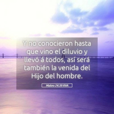 Picture 05 - Mateo 24:39 RVA - Y no conocieron hasta que vino el diluvio y - Bible Verse Picture