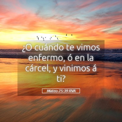 Picture 05 - Mateo 25:39 RVA - ¿O cuándo te vimos enfermo, ó en la cárcel, y - Bible Verse Picture