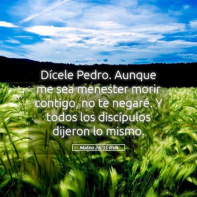 Picture 05 - Mateo 26:35 RVA - Dícele Pedro. Aunque me sea menester morir - Bible Verse Picture