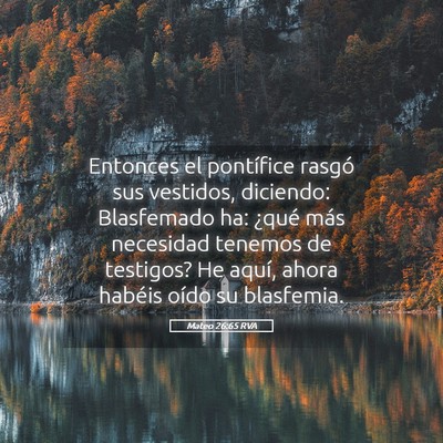Picture 05 - Mateo 26:65 RVA - Entonces el pontífice rasgó sus vestidos, - Bible Verse Picture