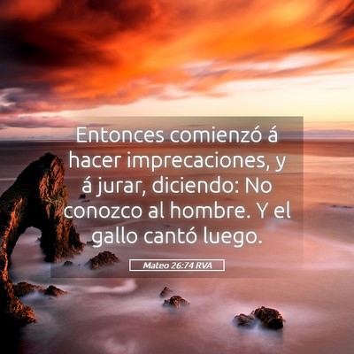 Picture 05 - Mateo 26:74 RVA - Entonces comienzó á hacer imprecaciones, y á - Bible Verse Picture