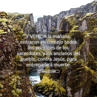 Picture 05 - Mateo 27:1 RVA - Y VENIDA la mañana, entraron en consejo todos - Bible Verse Picture