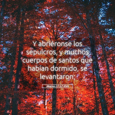 Picture 05 - Mateo 27:52 RVA - Y abriéronse los sepulcros, y muchos cuerpos de - Bible Verse Picture