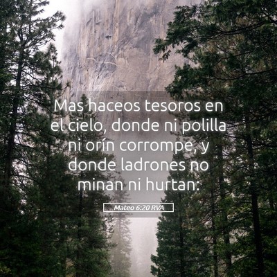 Picture 05 - Mateo 6:20 RVA - Mas haceos tesoros en el cielo, donde ni polilla - Bible Verse Picture