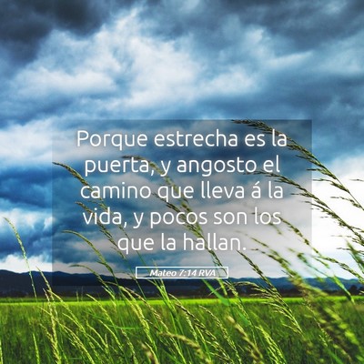 Picture 05 - Mateo 7:14 RVA - Porque estrecha es la puerta, y angosto el camino - Bible Verse Picture