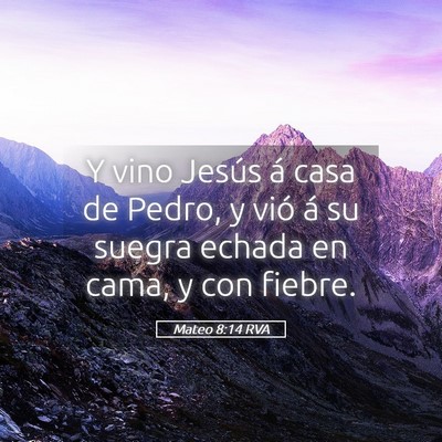 Picture 05 - Mateo 8:14 RVA - Y vino Jesús á casa de Pedro, y vió á su - Bible Verse Picture
