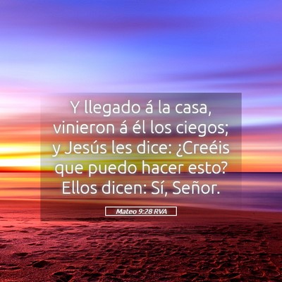 Picture 05 - Mateo 9:28 RVA - Y llegado á la casa, vinieron á él los ciegos; - Bible Verse Picture