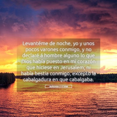 Picture 05 - Nehemías 2:12 RVA - Levantéme de noche, yo y unos pocos varones - Bible Verse Picture