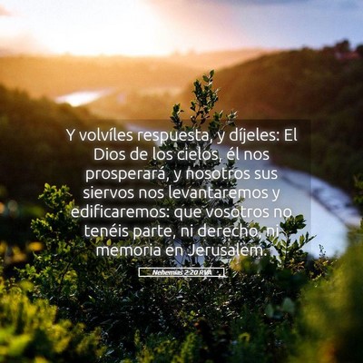 Picture 05 - Nehemías 2:20 RVA - Y volvíles respuesta, y díjeles: El Dios de los - Bible Verse Picture