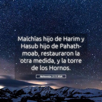 Picture 05 - Nehemías 3:11 RVA - Malchîas hijo de Harim y Hasub hijo de - Bible Verse Picture