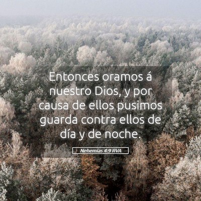 Picture 05 - Nehemías 4:9 RVA - Entonces oramos á nuestro Dios, y por causa de - Bible Verse Picture