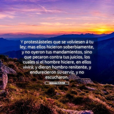 Picture 05 - Nehemías 9:29 RVA - Y protestásteles que se volviesen á tu ley; mas - Bible Verse Picture