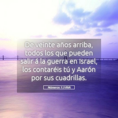 Picture 05 - Números 1:3 RVA - De veinte años arriba, todos los que pueden - Bible Verse Picture