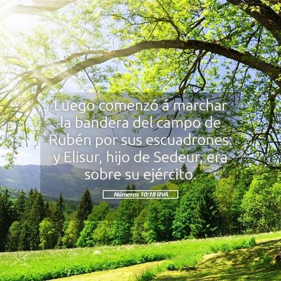 Picture 05 - Números 10:18 RVA - Luego comenzó á marchar la bandera del campo de - Bible Verse Picture